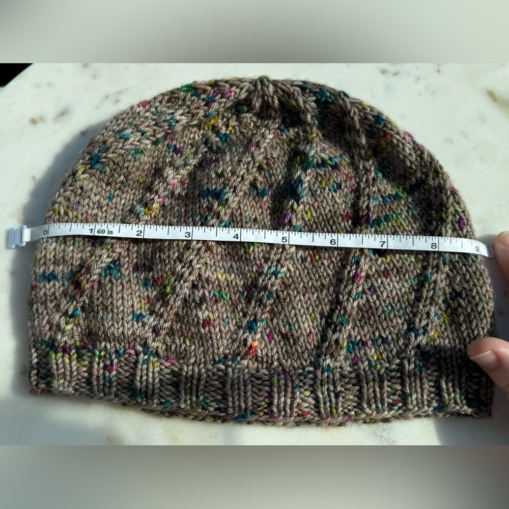 Handcrafted Knit Spiral Slouchy Hat - Grey Marled - Picture 6 of 7